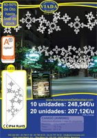 Oferta Luces de Navidad low cost. Copos de nieve de distintos tamaño hechas con manguera de luz LED de color blanco