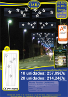 Oferta Luces de Navidad low cost. Estrellitas  hechas con manguera de luz LED de color blanco  y fondo de guirnalda LED Azul