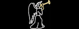 fa019 Angel con trompeta: manguera blanca y amarilla sobre marco de alumnio